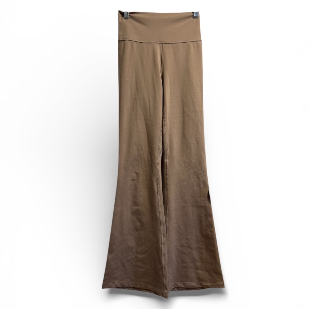 Adidas All Me Flare Leggings Chalky Brown High Rise Training Pants NWT M